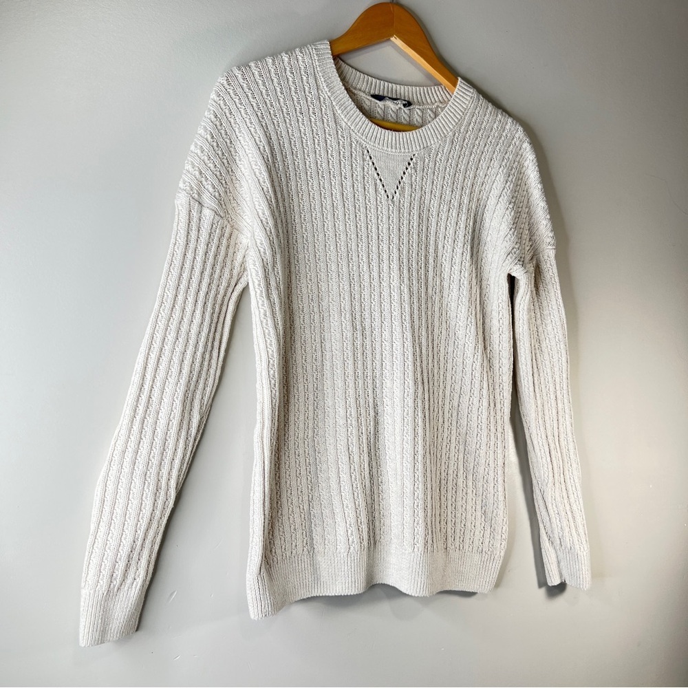 Denver Hayes Cable Knit Pullover Sweater Ivory Size Small Casual Boho Western - Picture 6 of 10